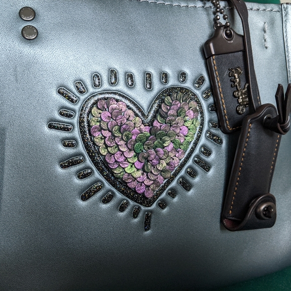 Coach Keith Haring Sequin Heart Rogue in Metallic Smoke! - Picture 2 of 14